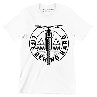 LIFE BEHIND BARS - Bicycle Themed T-Shirt-White-S-Custom One Express