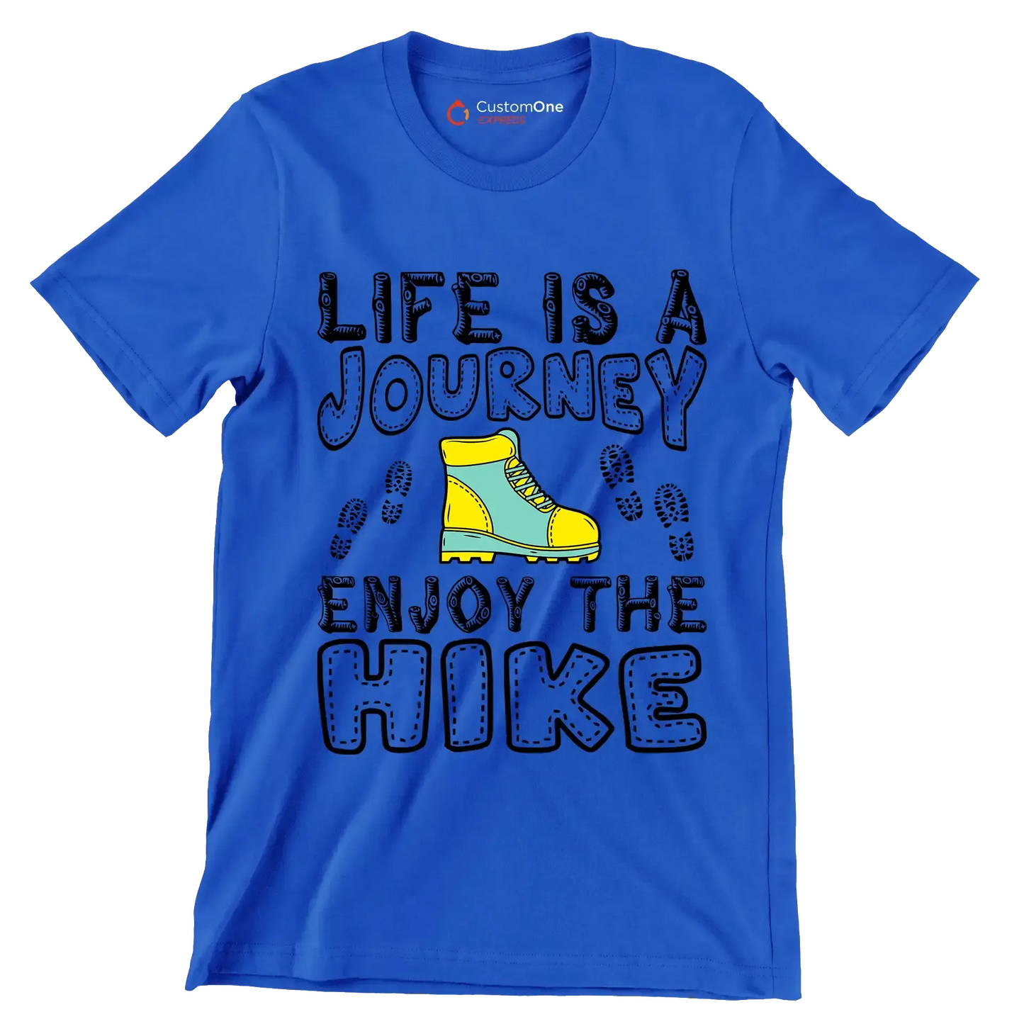 LIFE IS A JOURNEY ENJOY THE HIKE - Hiking Themed T-Shirt-Blue-S-Custom One Express