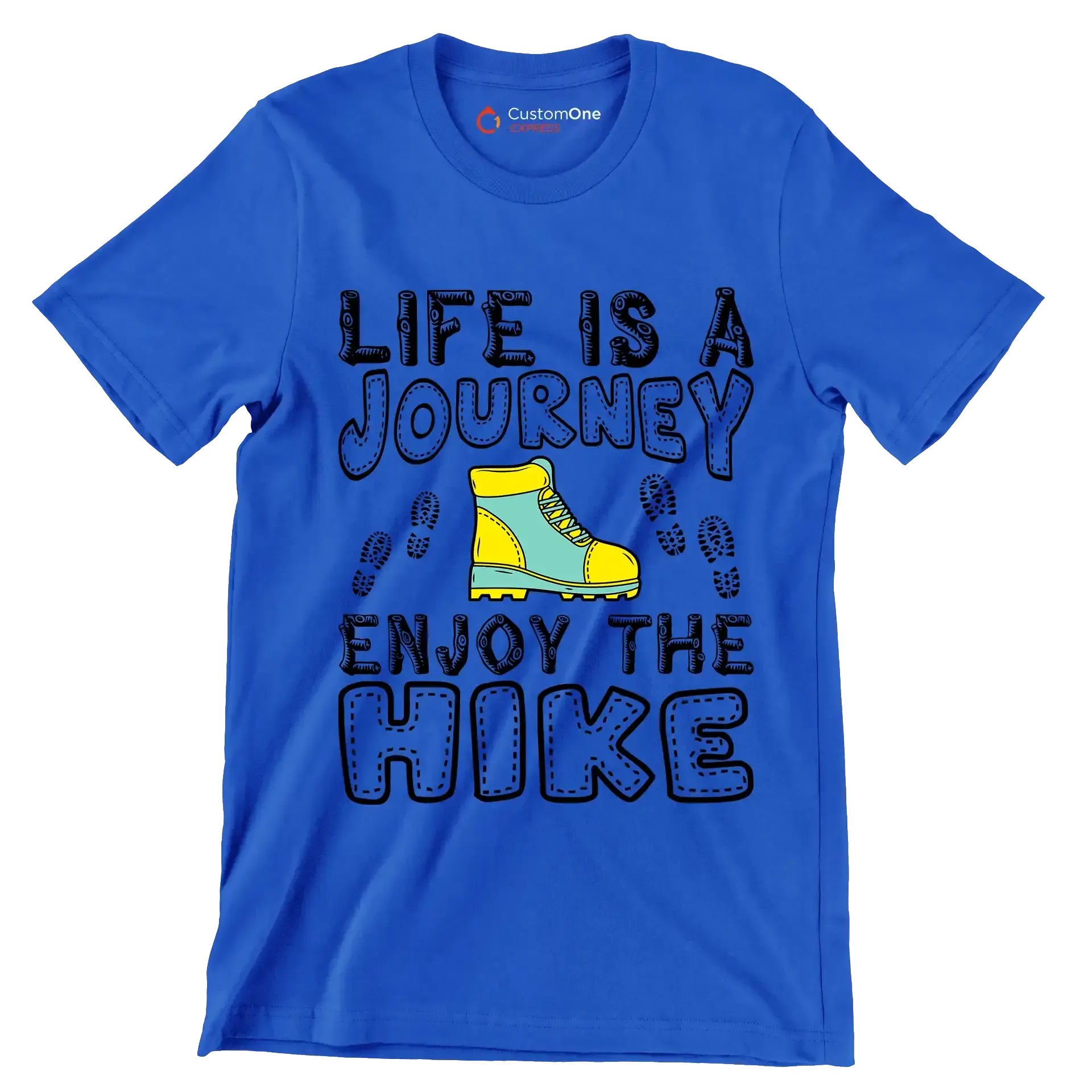 LIFE IS A JOURNEY ENJOY THE HIKE - Hiking Themed T-Shirt-Blue-S-Custom One Express