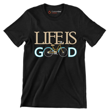 LIFE IS GOOD - Bicycle Themed T-Shirt-Black-S-Custom One Express