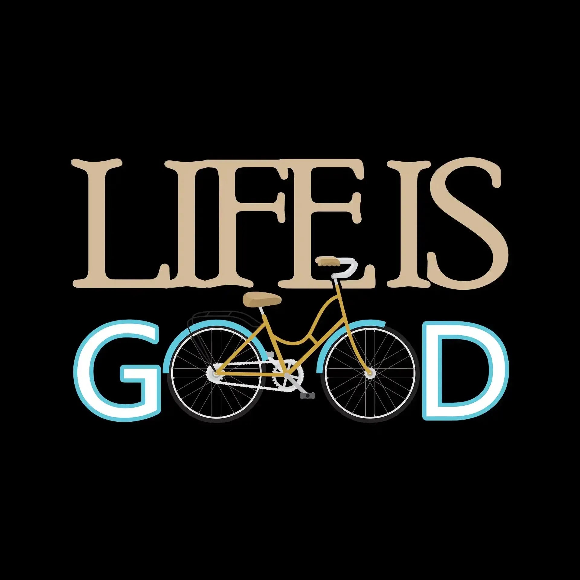 LIFE IS GOOD - Bicycle Themed T-Shirt-Black-S-Custom One Express