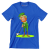 Leprechaun Golfer - Golf Themed T-Shirt-Blue-S-Custom One Express