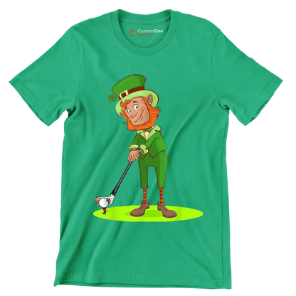 Leprechaun Golfer - Golf Themed T-Shirt-Green-S-Custom One Express