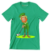 Leprechaun Golfer - Golf Themed T-Shirt-Green-S-Custom One Express