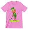 Leprechaun Golfer - Golf Themed T-Shirt-Pink-S-Custom One Express