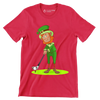 Leprechaun Golfer - Golf Themed T-Shirt-Red-S-Custom One Express