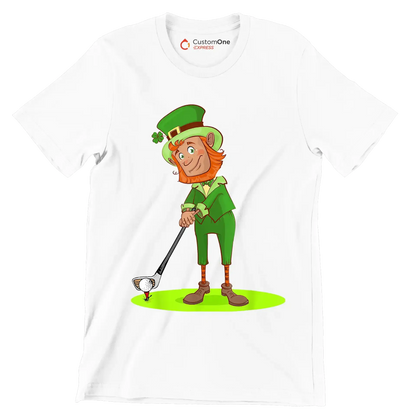 Leprechaun Golfer - Golf Themed T-Shirt-White-S-Custom One Express