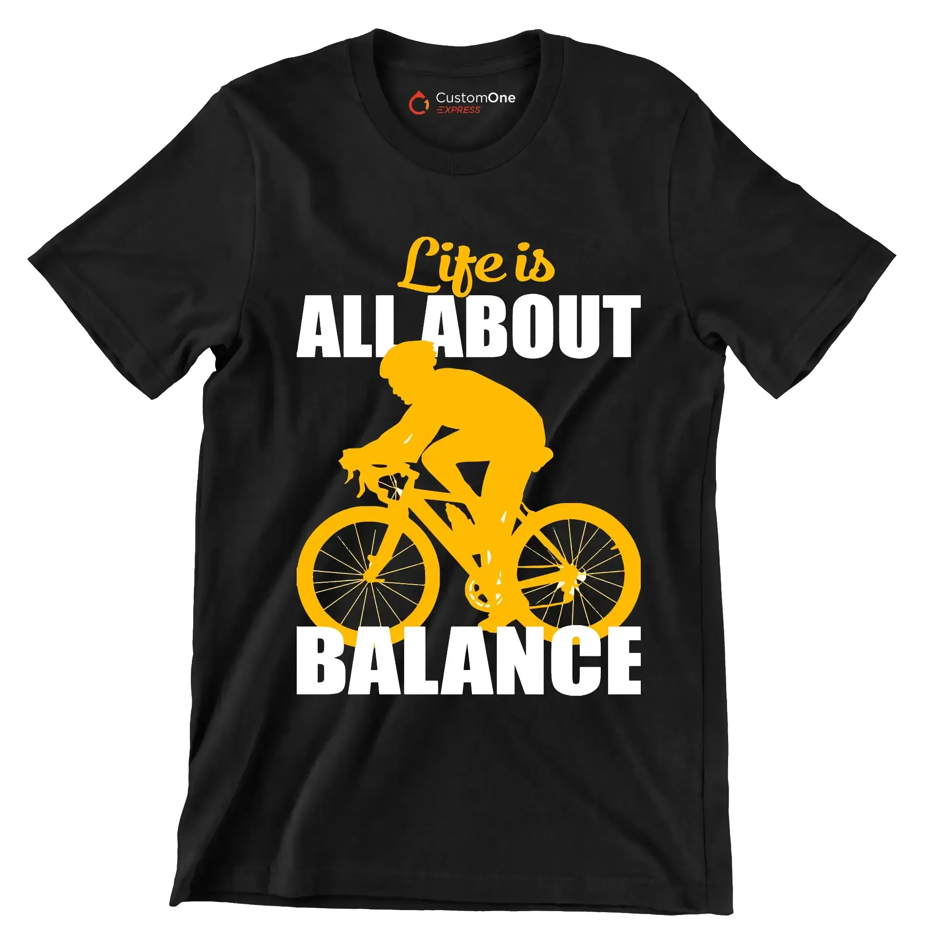 Life is all about balance - Bicycle Themed T-Shirt-Black-S-Custom One Express
