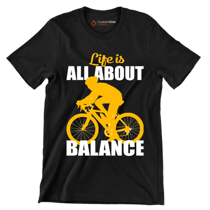 Life is all about balance - Bicycle Themed T-Shirt-Black-S-Custom One Express