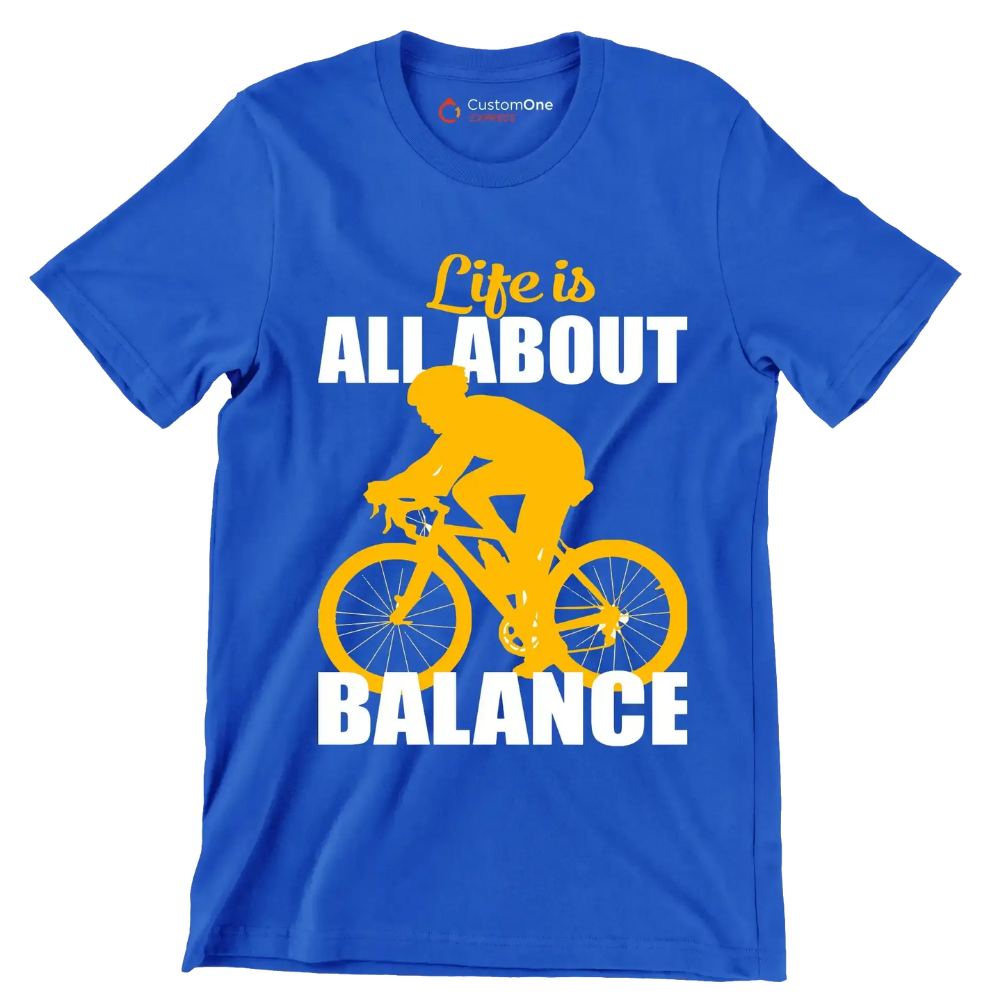 Life is all about balance - Bicycle Themed T-Shirt-Blue-S-Custom One Express