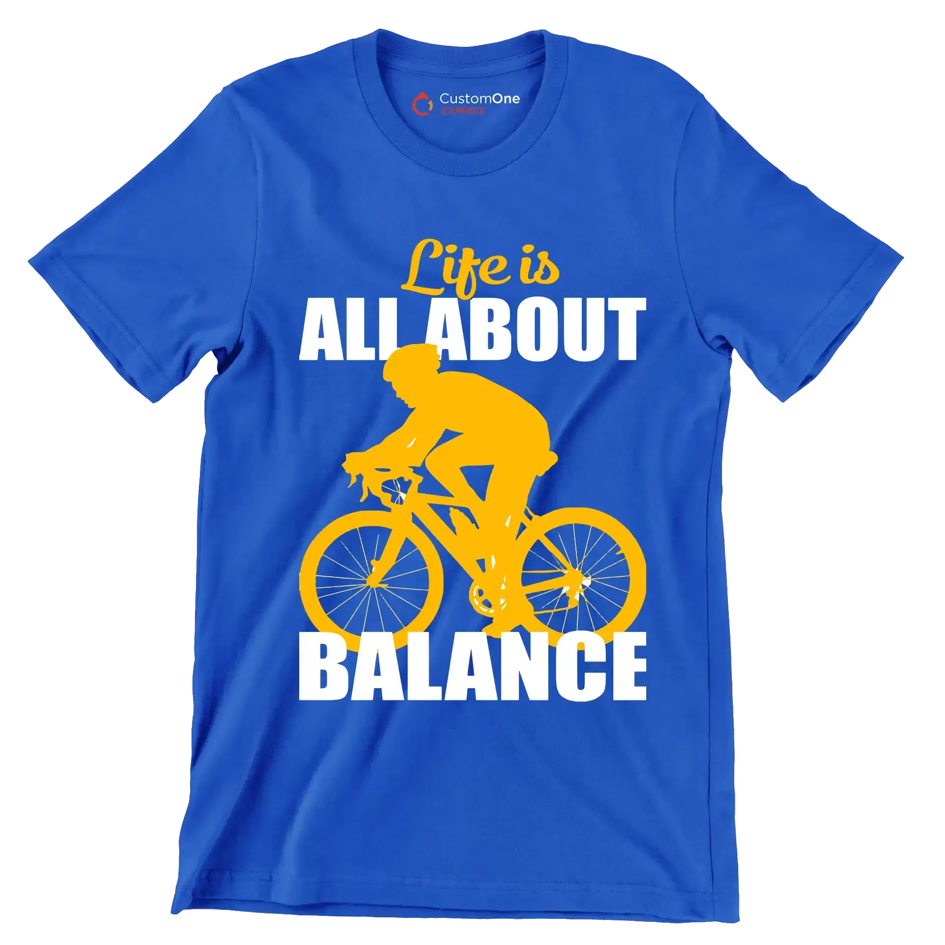 Life is all about balance - Bicycle Themed T-Shirt-Blue-S-Custom One Express