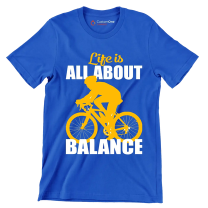 Life is all about balance - Bicycle Themed T-Shirt-Blue-S-Custom One Express