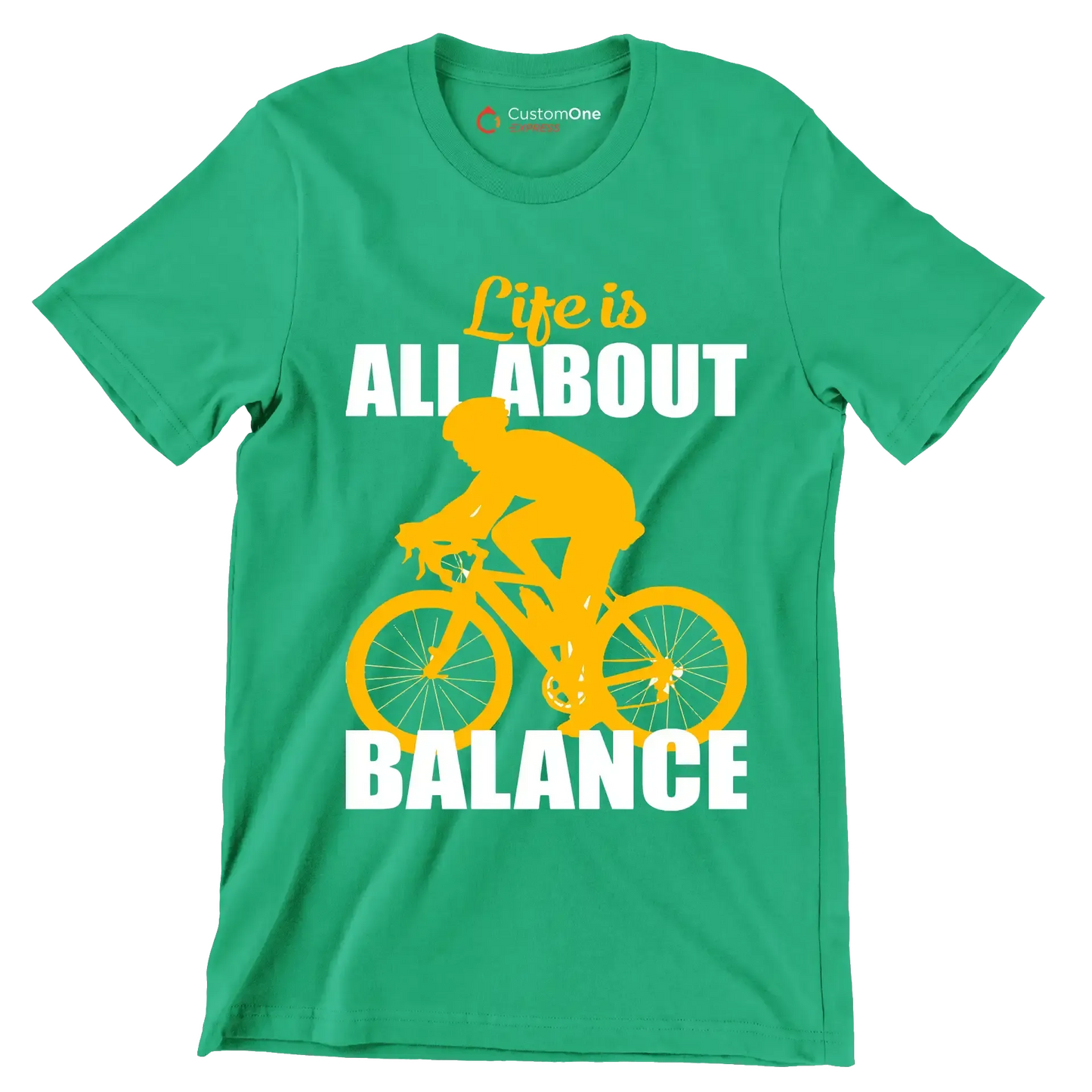 Life is all about balance - Bicycle Themed T-Shirt-Green-S-Custom One Express