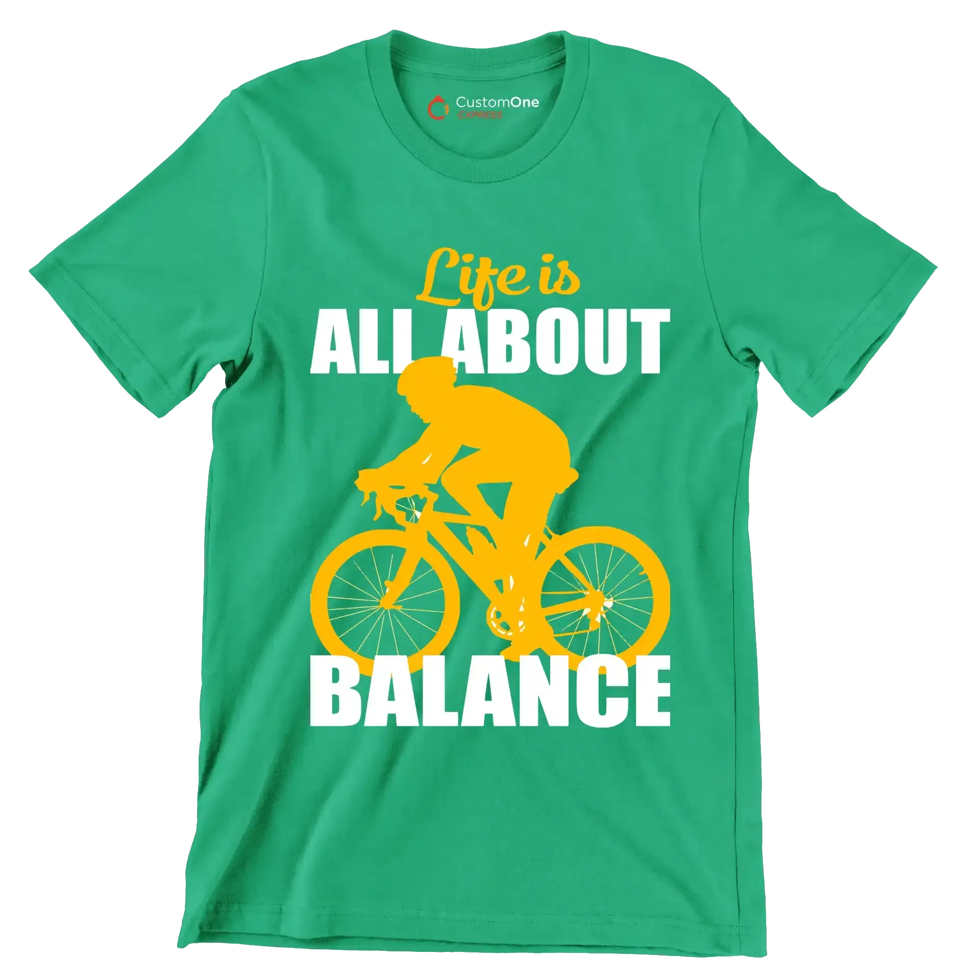 Life is all about balance - Bicycle Themed T-Shirt-Green-S-Custom One Express