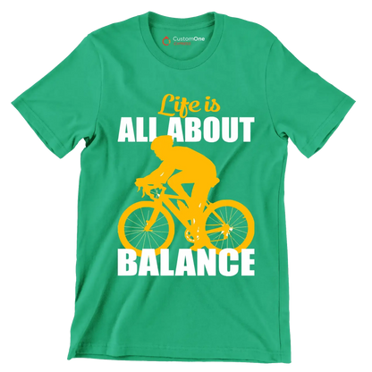 Life is all about balance - Bicycle Themed T-Shirt-Green-S-Custom One Express