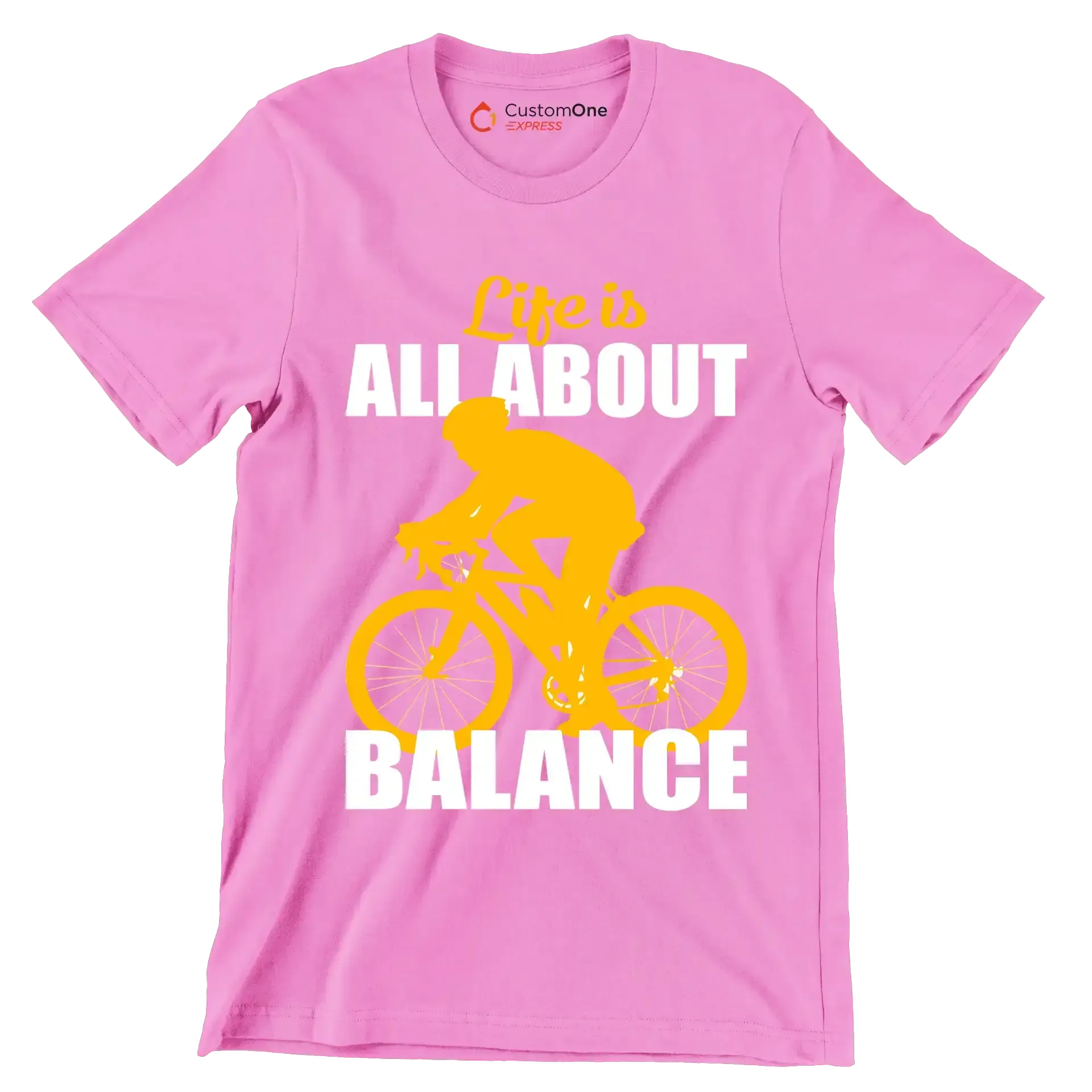 Life is all about balance - Bicycle Themed T-Shirt-Pink-S-Custom One Express