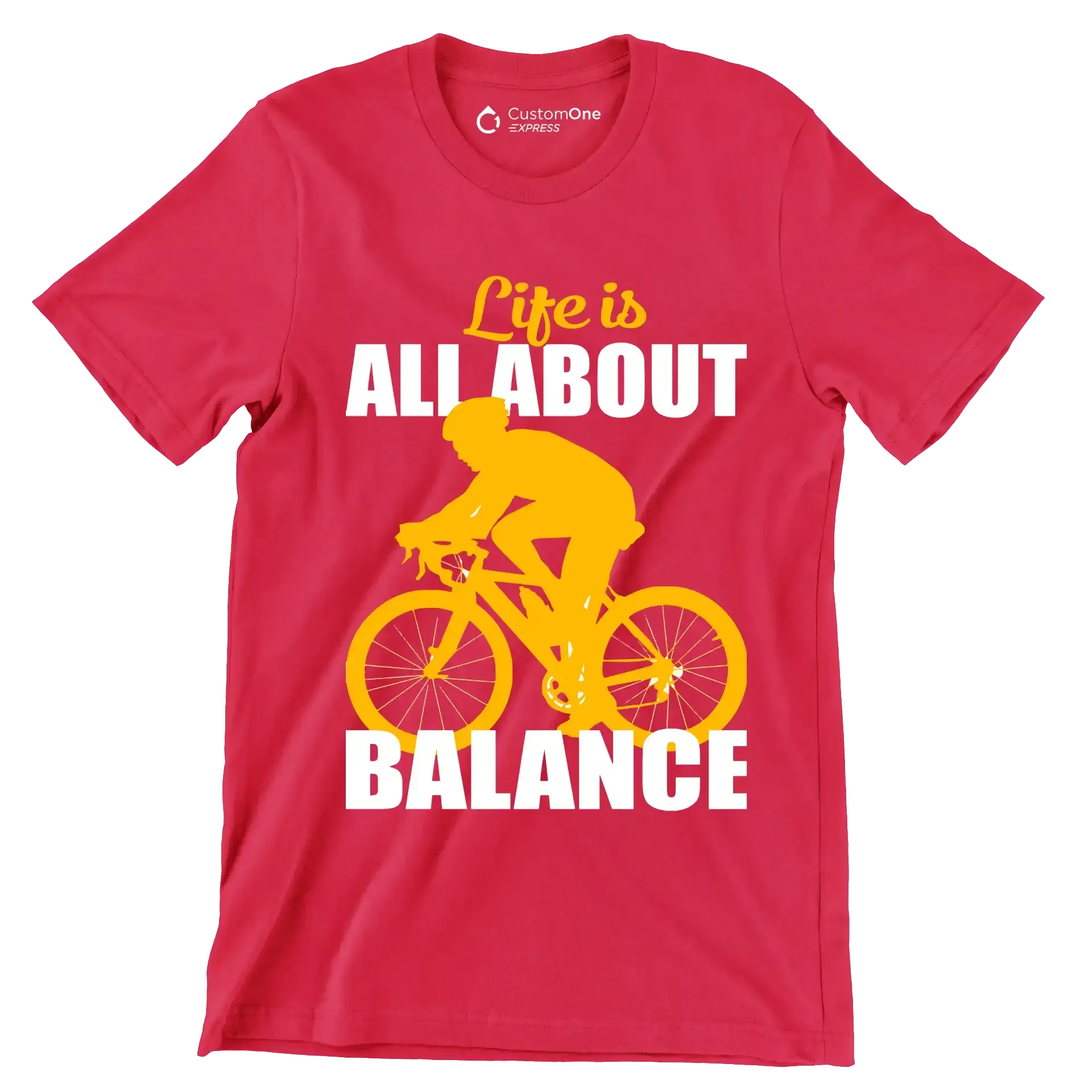 Life is all about balance - Bicycle Themed T-Shirt-Red-S-Custom One Express