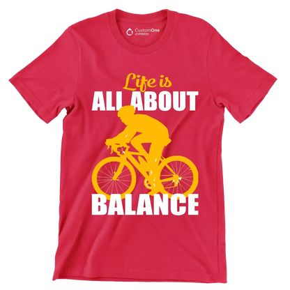 Life is all about balance - Bicycle Themed T-Shirt-Red-S-Custom One Express