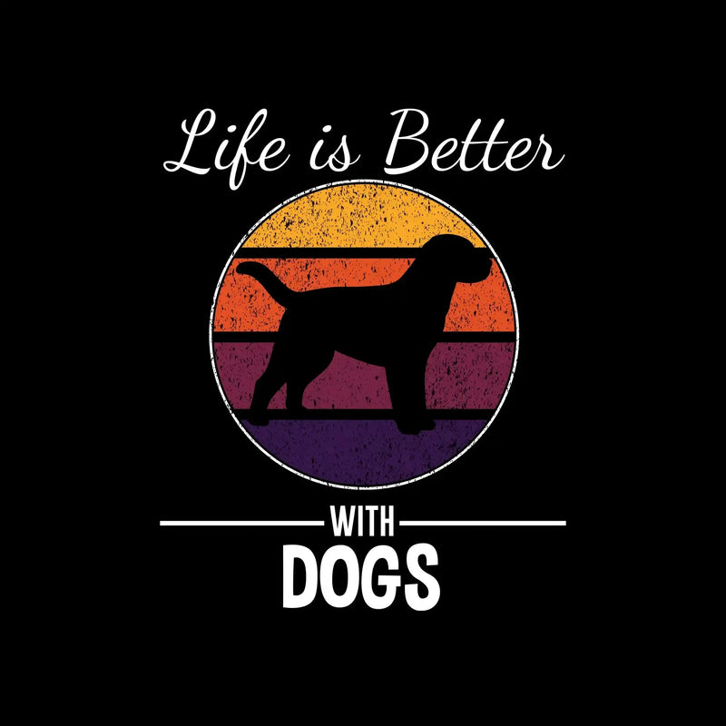 Life is better with dogs - Dog Themed T-Shirt-Black-S-Custom One Express