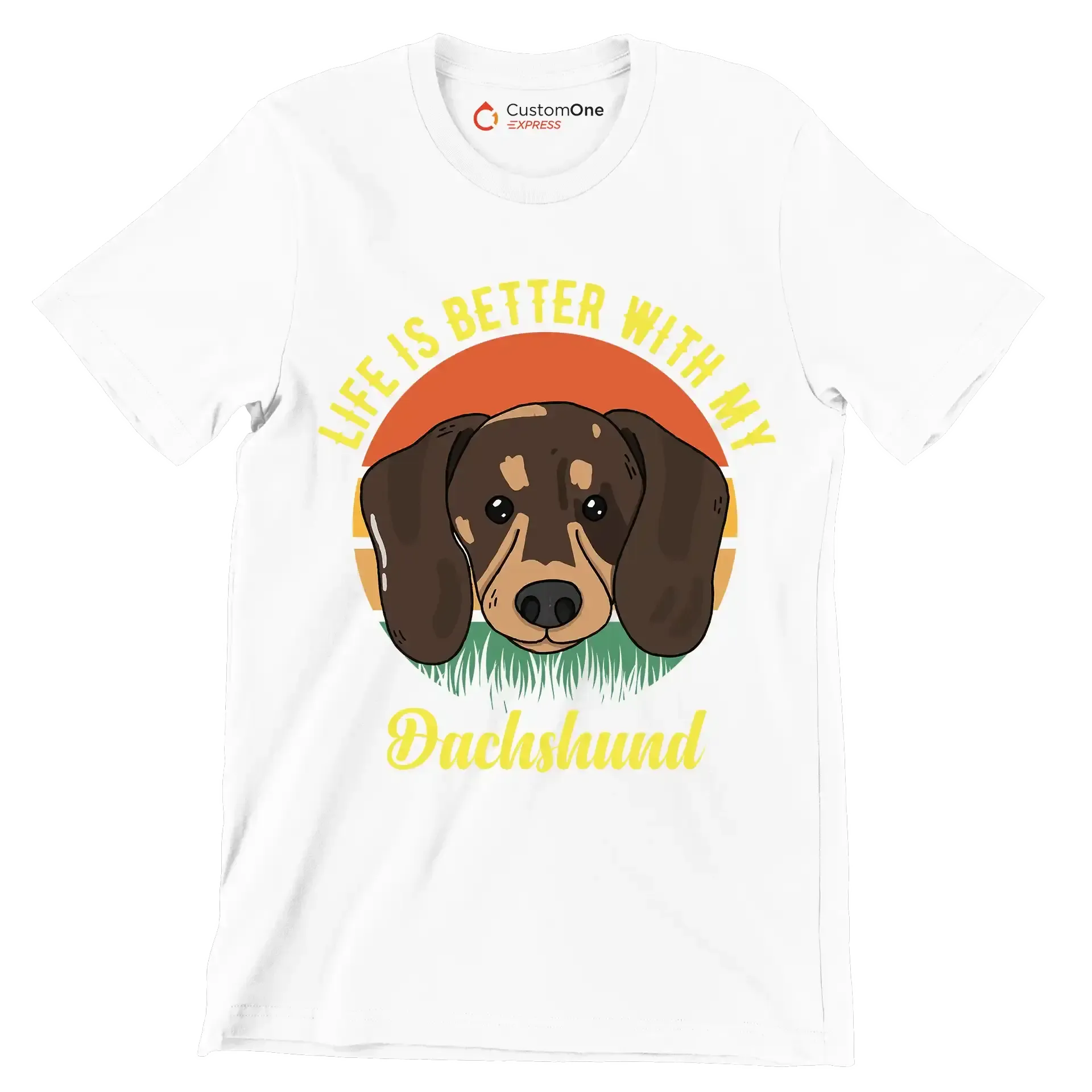 Life is better with my dachshund - Dog Themed T-Shirt-White-S-Custom One Express