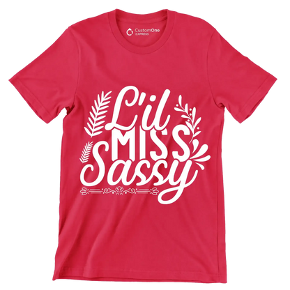 Lil miss sassy - Sarcasm Themed T-Shirt-Red-S-Custom One Express