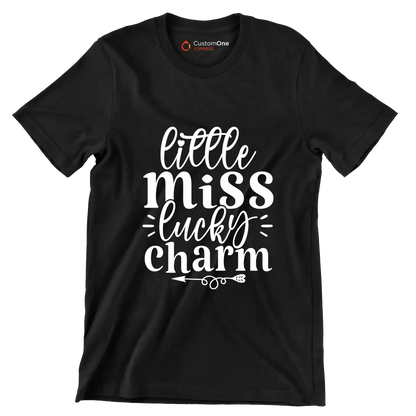 Little Miss Lucky Charm - St. Patrick's Day T-Shirt-Black-S-Custom One Express