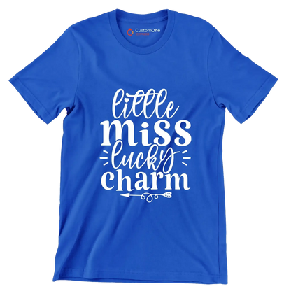 Little Miss Lucky Charm - St. Patrick's Day T-Shirt-Blue-S-Custom One Express