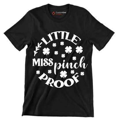 Little Miss Pinch Proof - St. Patrick's Day T-Shirt-Black-S-Custom One Express