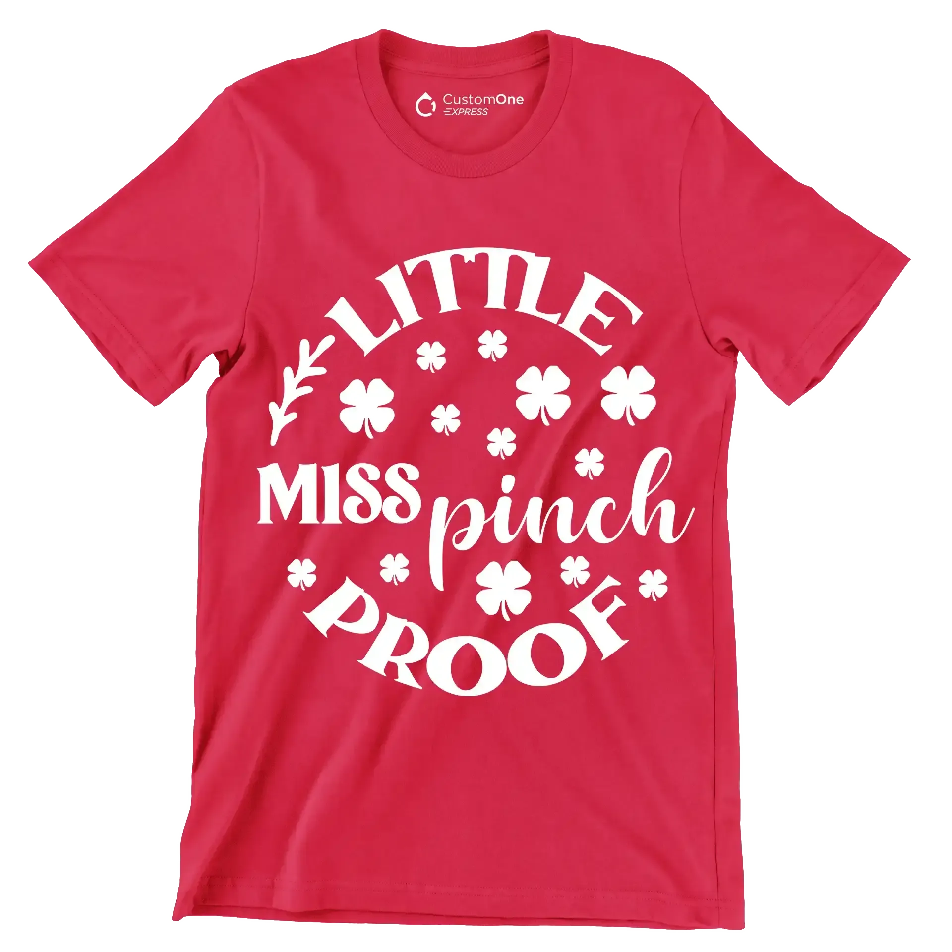 Little Miss Pinch Proof - St. Patrick's Day T-Shirt-Red-S-Custom One Express