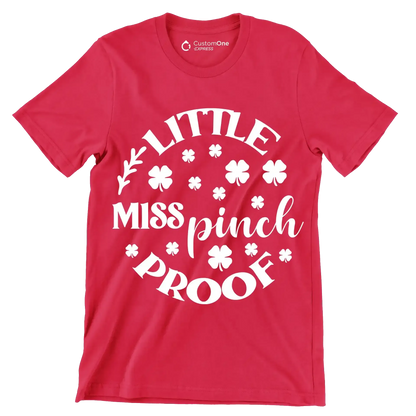 Little Miss Pinch Proof - St. Patrick's Day T-Shirt-Red-S-Custom One Express
