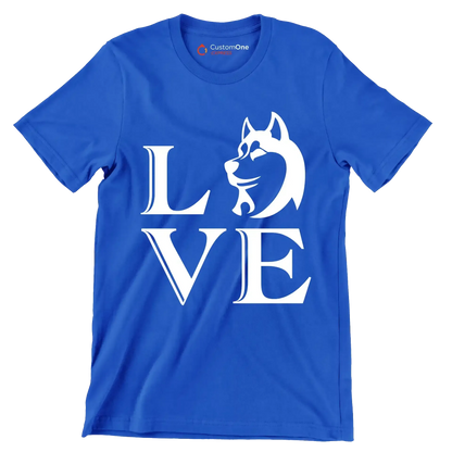 Love - Dog Themed T-Shirt-Blue-S-Custom One Express