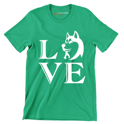 Love - Dog Themed T-Shirt-Green-S-Custom One Express