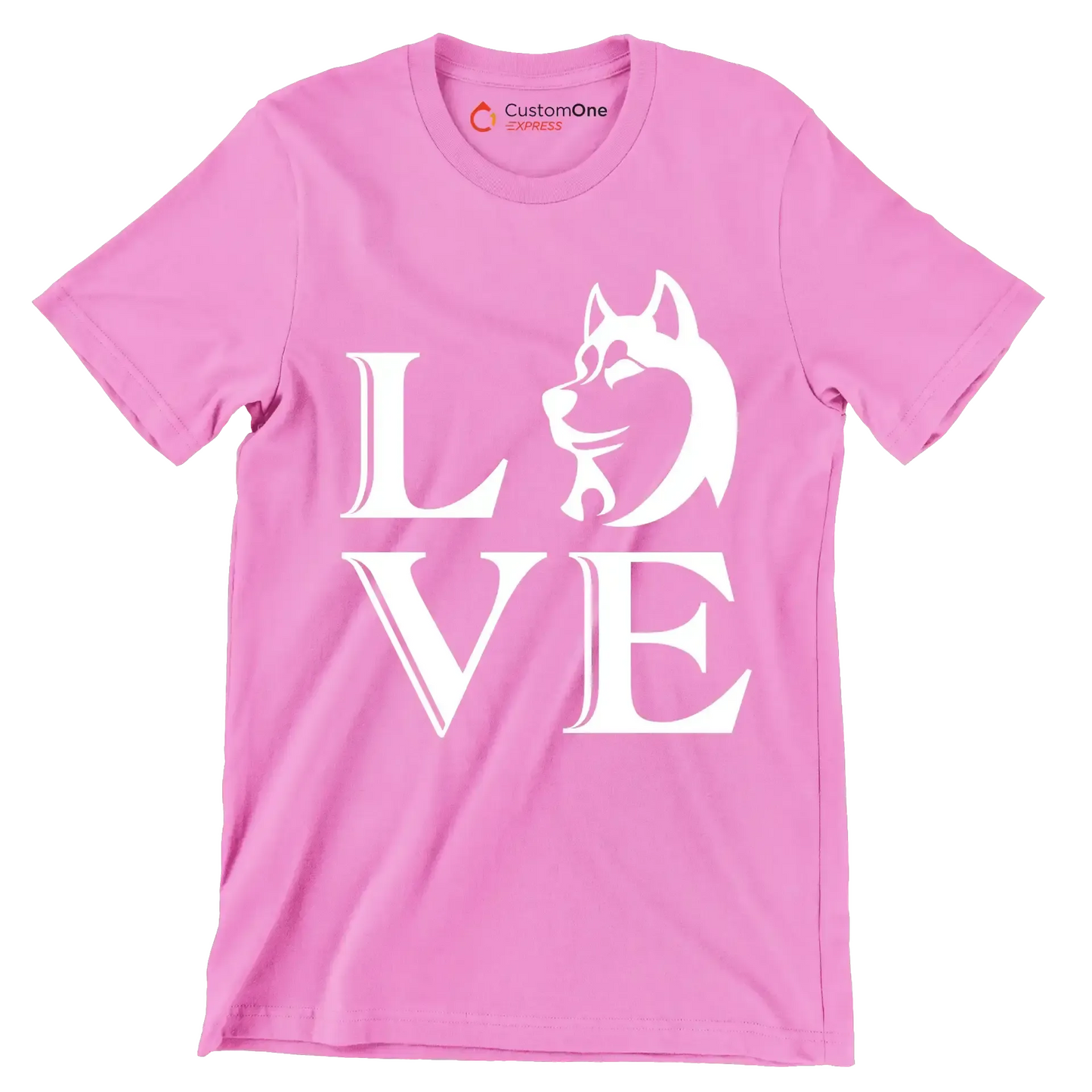 Love - Dog Themed T-Shirt-Pink-S-Custom One Express