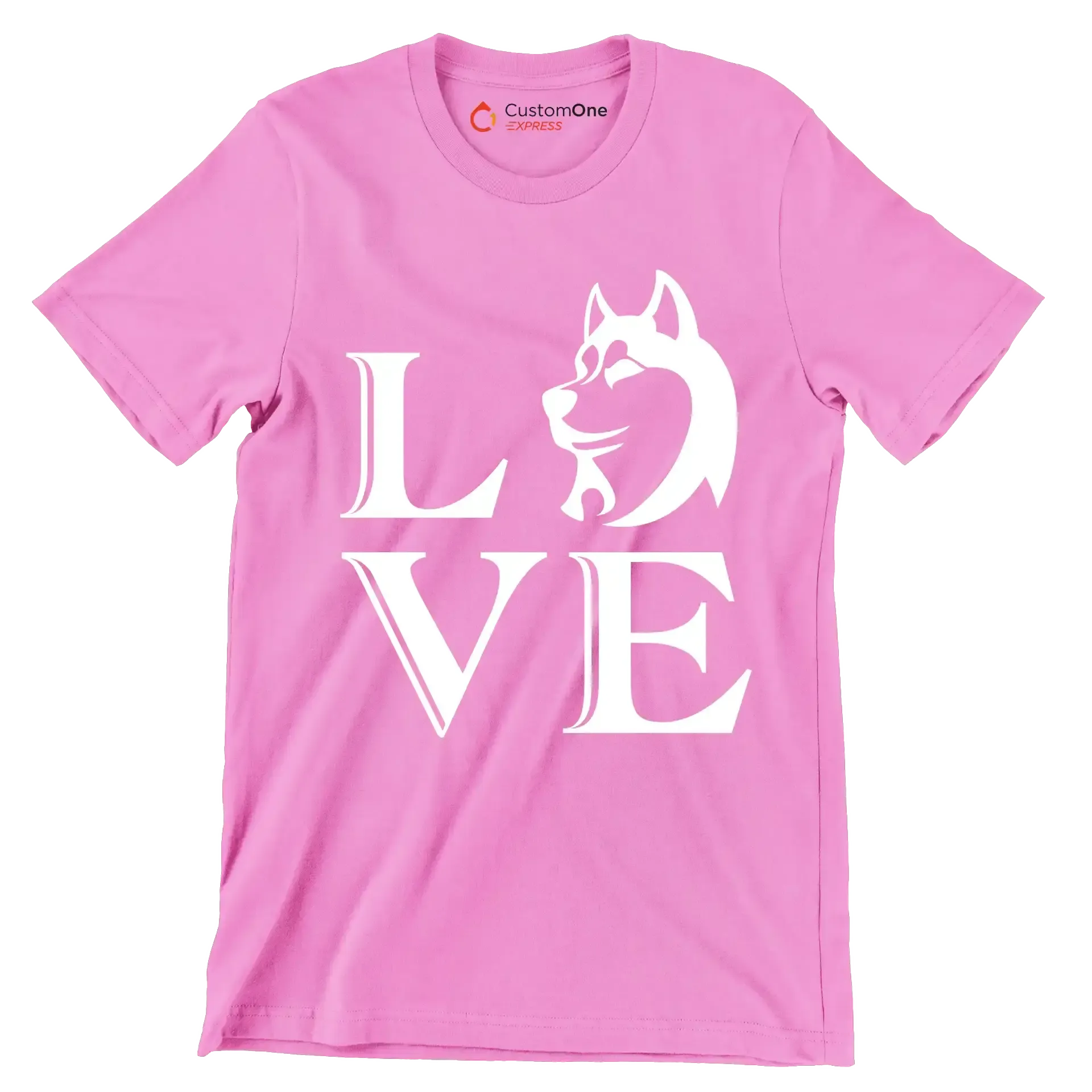 Love - Dog Themed T-Shirt-Pink-S-Custom One Express