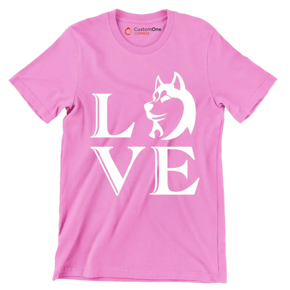 Love - Dog Themed T-Shirt-Pink-S-Custom One Express