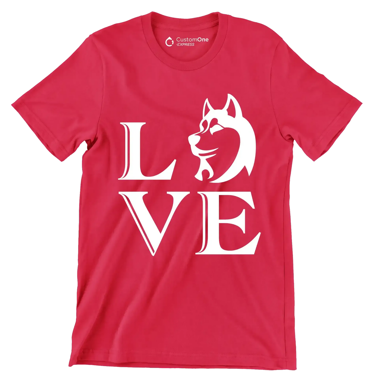 Love - Dog Themed T-Shirt-Red-S-Custom One Express