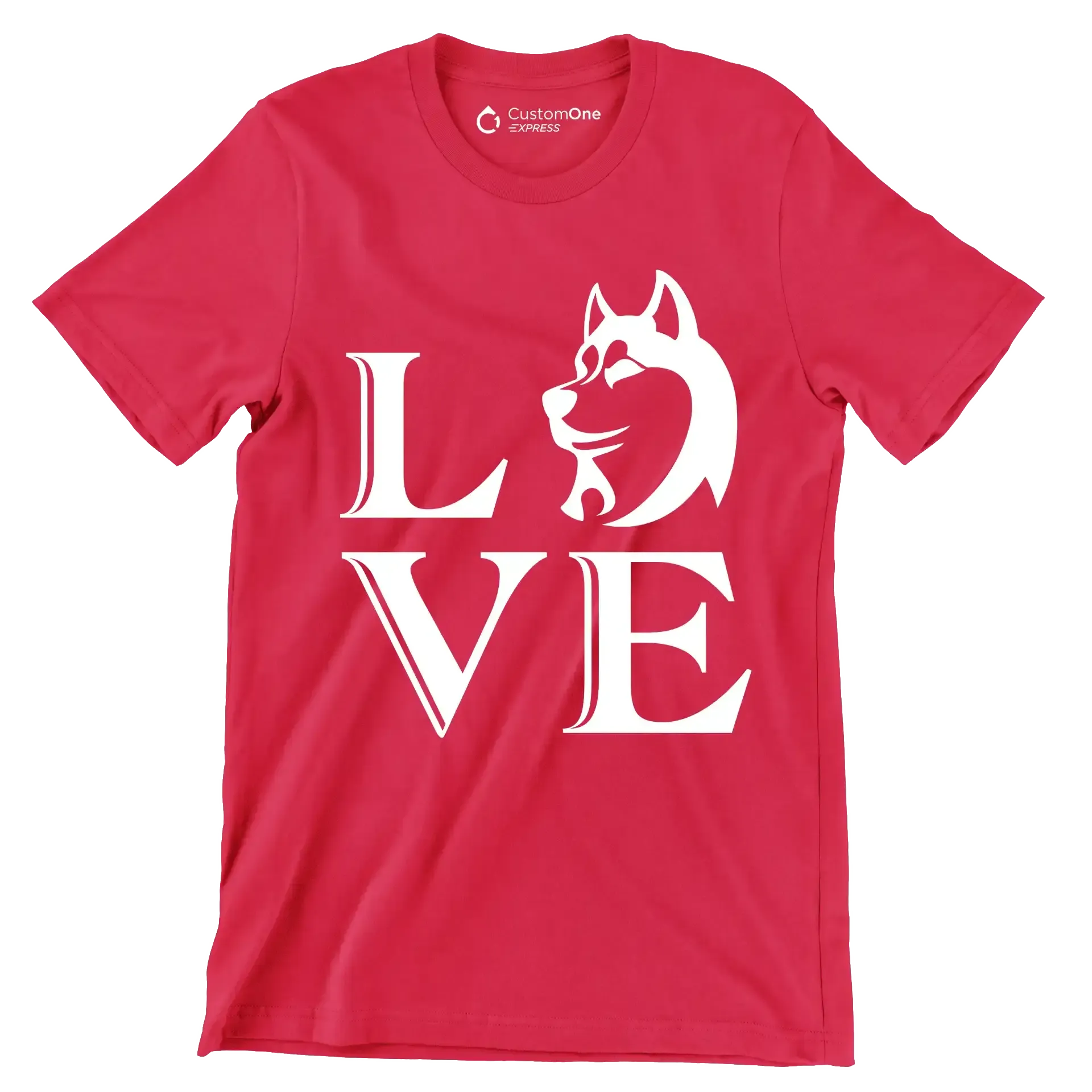 Love - Dog Themed T-Shirt-Red-S-Custom One Express