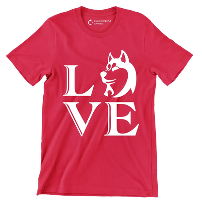Love - Dog Themed T-Shirt-Red-S-Custom One Express