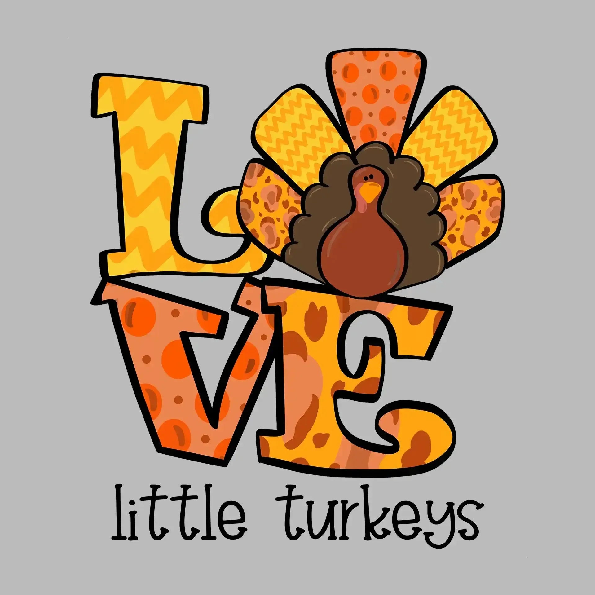 Love Little Turkeys - Thanksgiving Themed T-Shirt-Black-S-Custom One Express