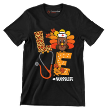 Love Nurselife - Thanksgiving Themed T-Shirt-Black-S-Custom One Express