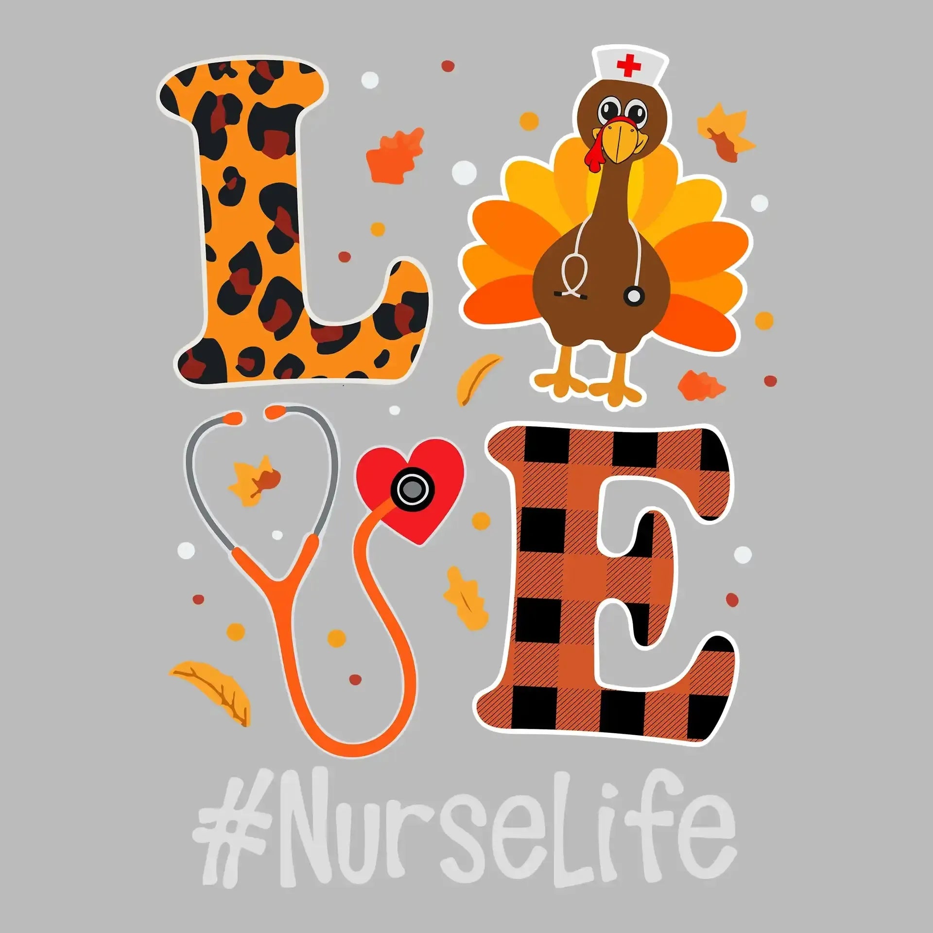 Love Nurselife - Thanksgiving Themed T-Shirt-Black-S-Custom One Express