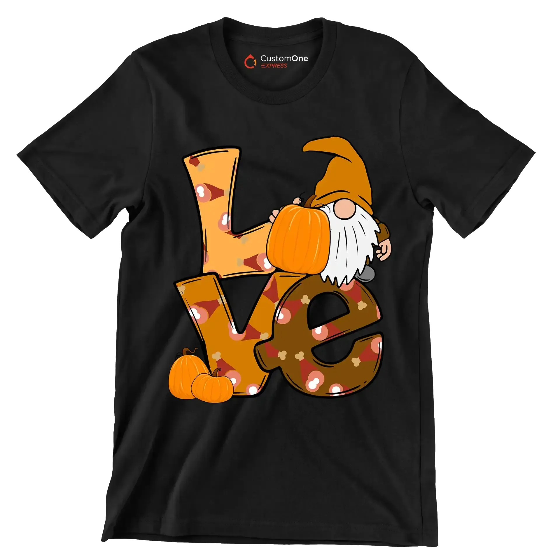 Love - Thanksgiving Themed T-Shirt-Black-S-Custom One Express