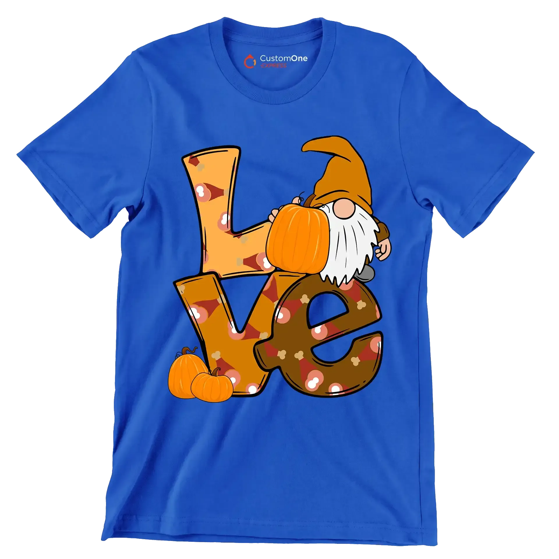 Love - Thanksgiving Themed T-Shirt-Blue-S-Custom One Express