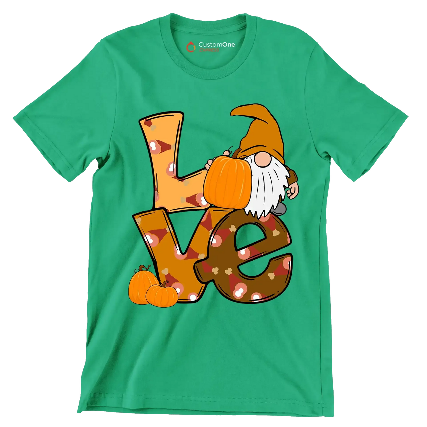 Love - Thanksgiving Themed T-Shirt-Green-S-Custom One Express