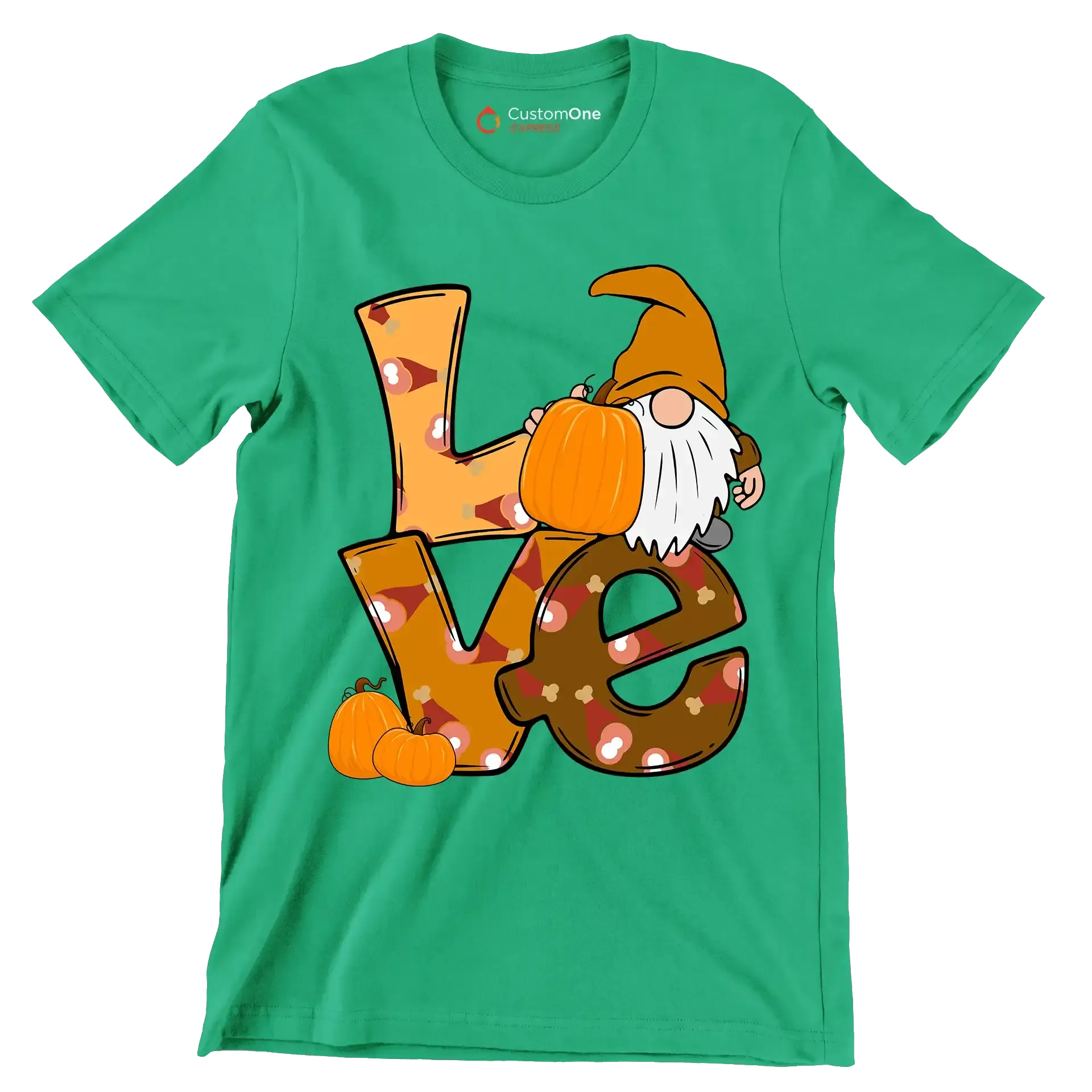 Love - Thanksgiving Themed T-Shirt-Green-S-Custom One Express