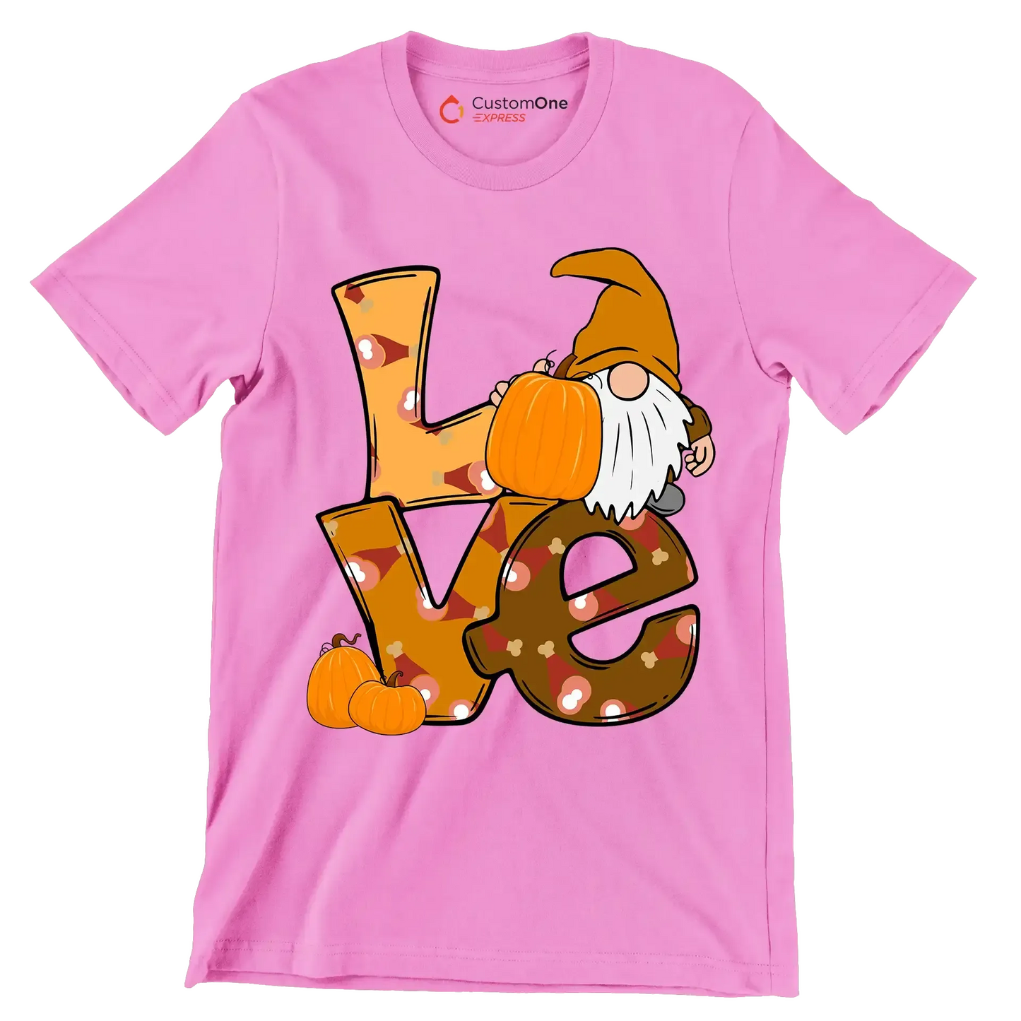 Love - Thanksgiving Themed T-Shirt-Pink-S-Custom One Express