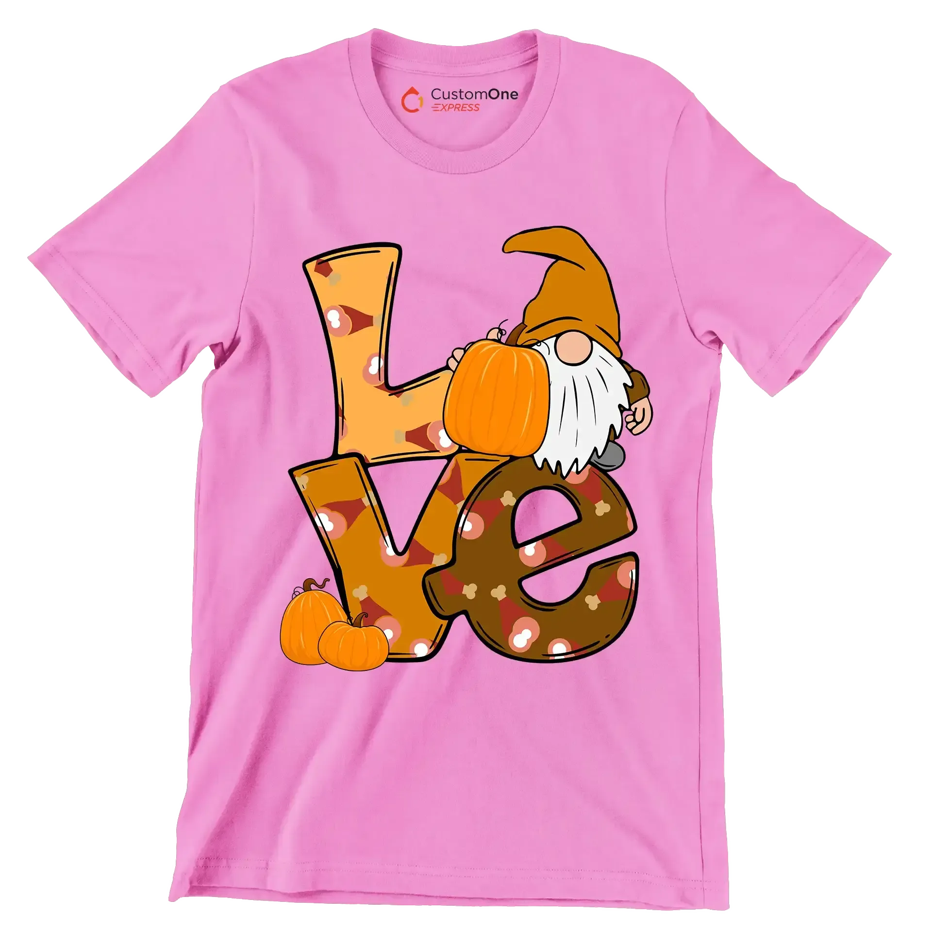 Love - Thanksgiving Themed T-Shirt-Pink-S-Custom One Express