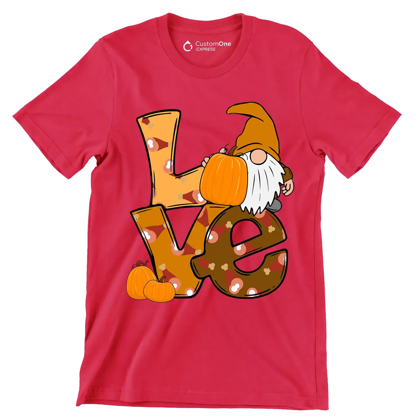 Love - Thanksgiving Themed T-Shirt-Red-S-Custom One Express