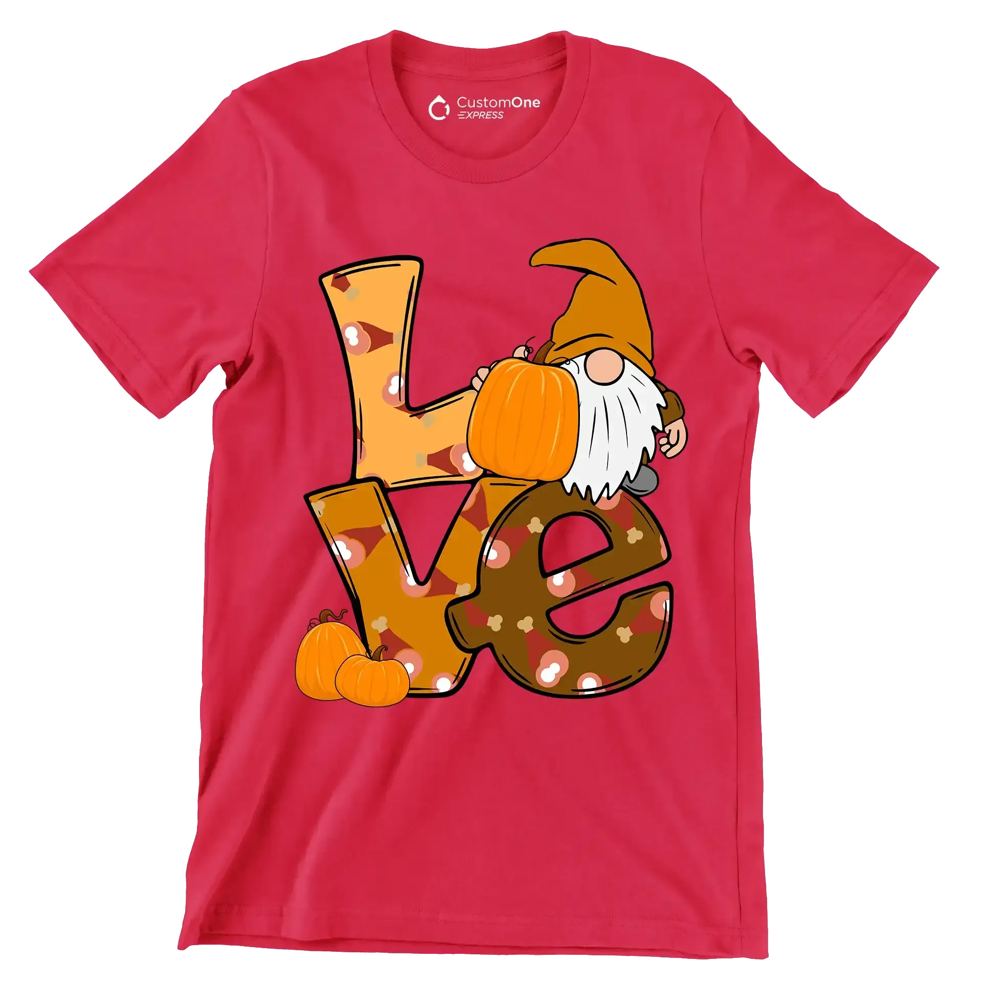 Love - Thanksgiving Themed T-Shirt-Red-S-Custom One Express