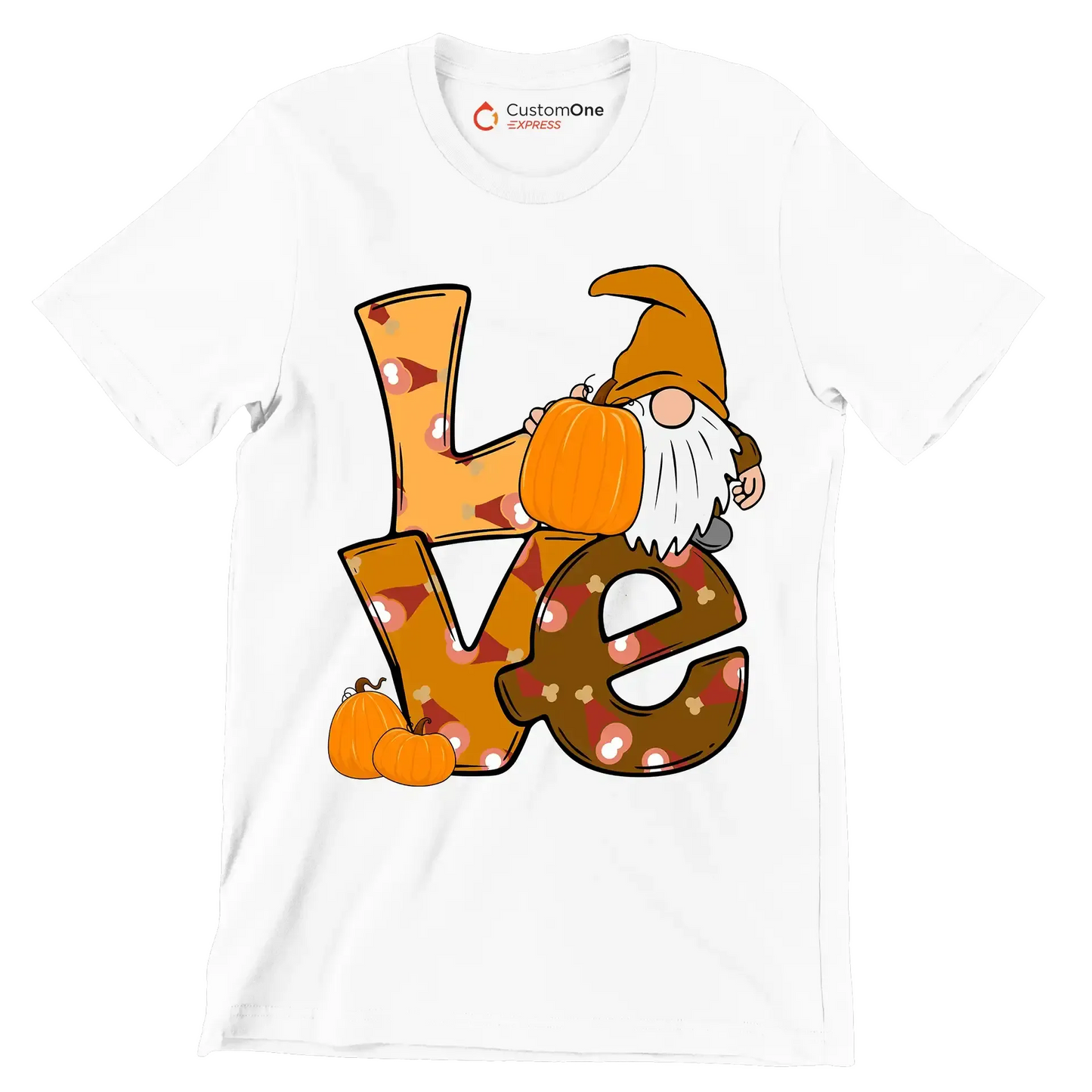 Love - Thanksgiving Themed T-Shirt-White-S-Custom One Express